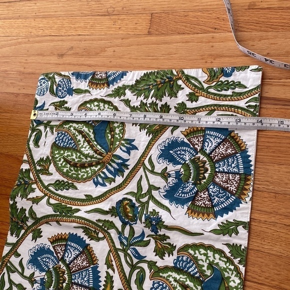 Table runner cotton Floral flower blue green yellow vines foliage - Picture 3 of 6